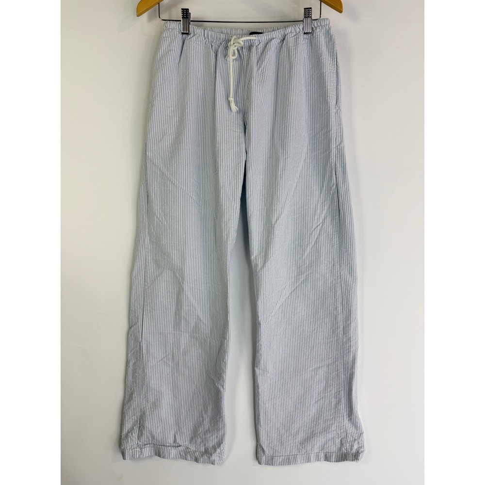 Brandy Melville Pajama Pants Women OS Blue White Striped Seersucker Drawstring
